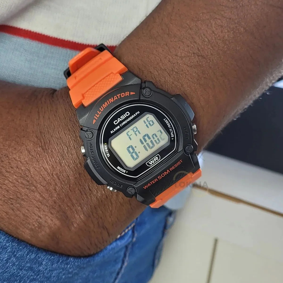 Reloj Casio W-219h-4a Color Naranja